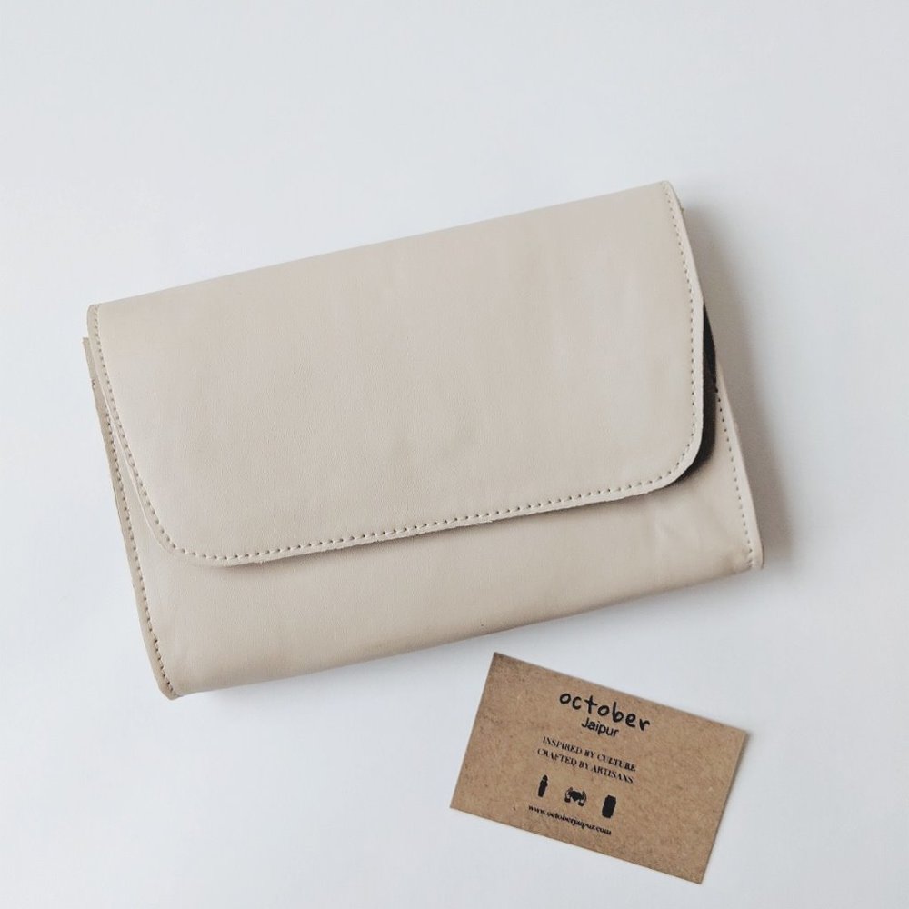 October Jaipur Nude Envelope Clutch BEIGE  NWT
